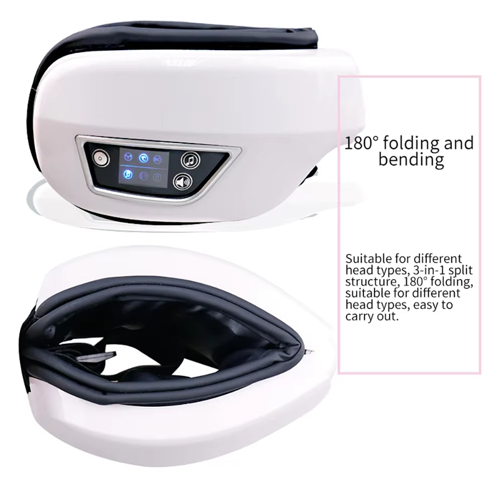 6D Smart Vibration Eye Massager – Hot airbag compress, Bluetooth music, eye fatigue relief, sleep mask.