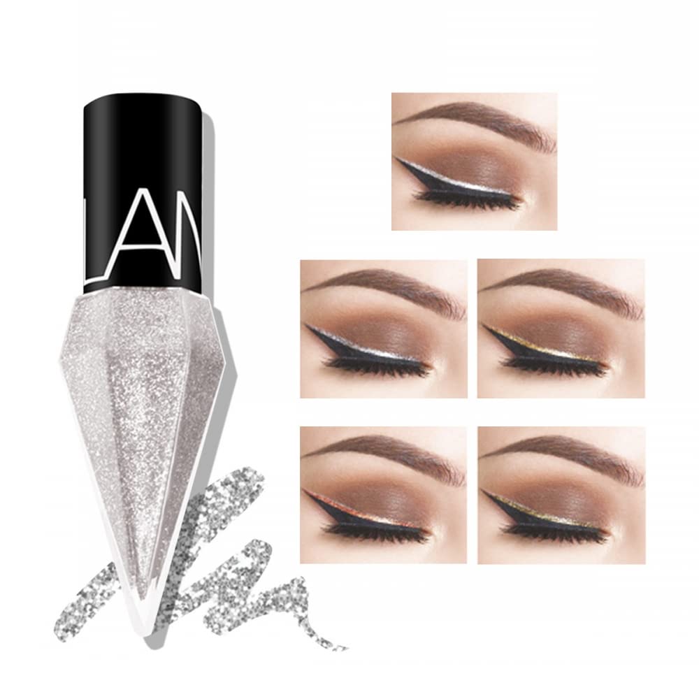 Glitter Liquid Eyeliner Set – 5 colors (white, silver, gold, diamond). Metallic shimmer, waterproof, long-lasting sparkle.