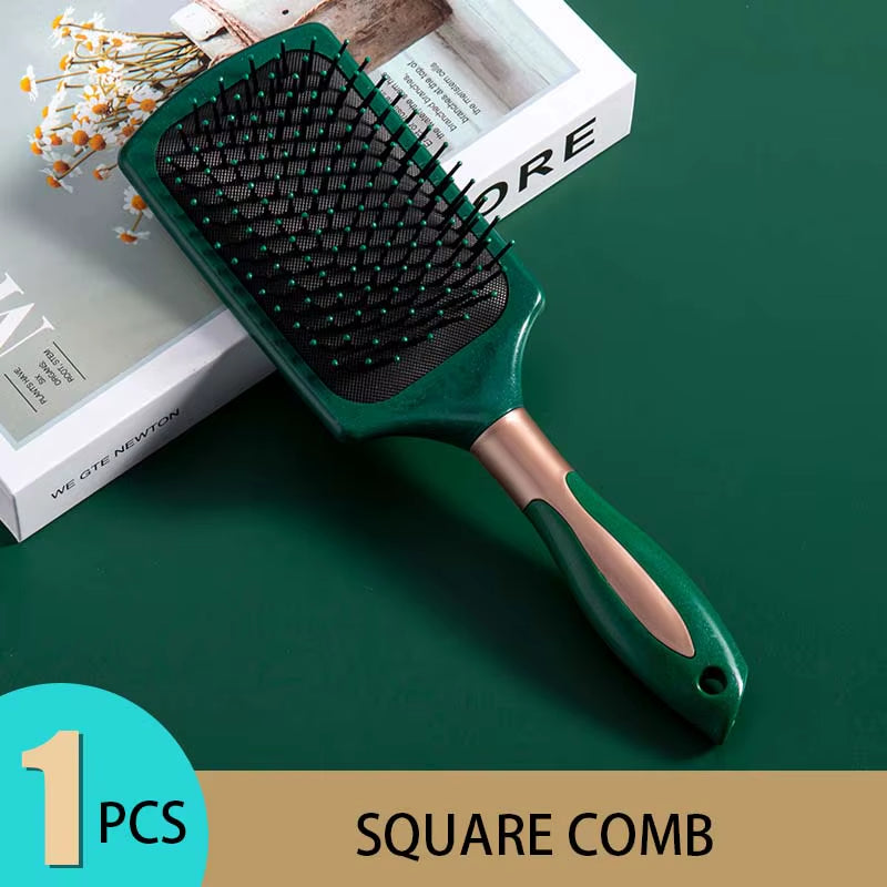 Hair Massage Comb – Air cushion, anti-static, detangles for straight or curly hair.