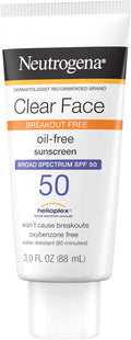 Clear Face Sunscreen SPF 50 – Oil-, fragrance-, and oxybenzone-free. Water-resistant, for acne-prone and oily skin. 3 fl. oz.