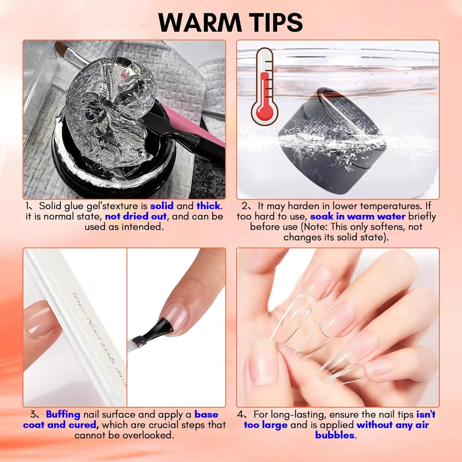 Solid Nail Gel for Acrylic Nail Tips Glue Gel Curing Needed UV Cured for Press on Nails Fake Nails Solid Nail Adhesive