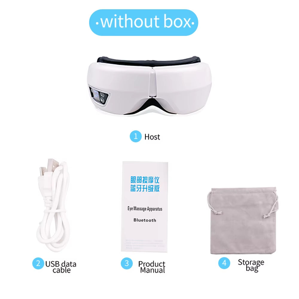 6D Smart Vibration Eye Massager – Hot airbag compress, Bluetooth music, eye fatigue relief, sleep mask.