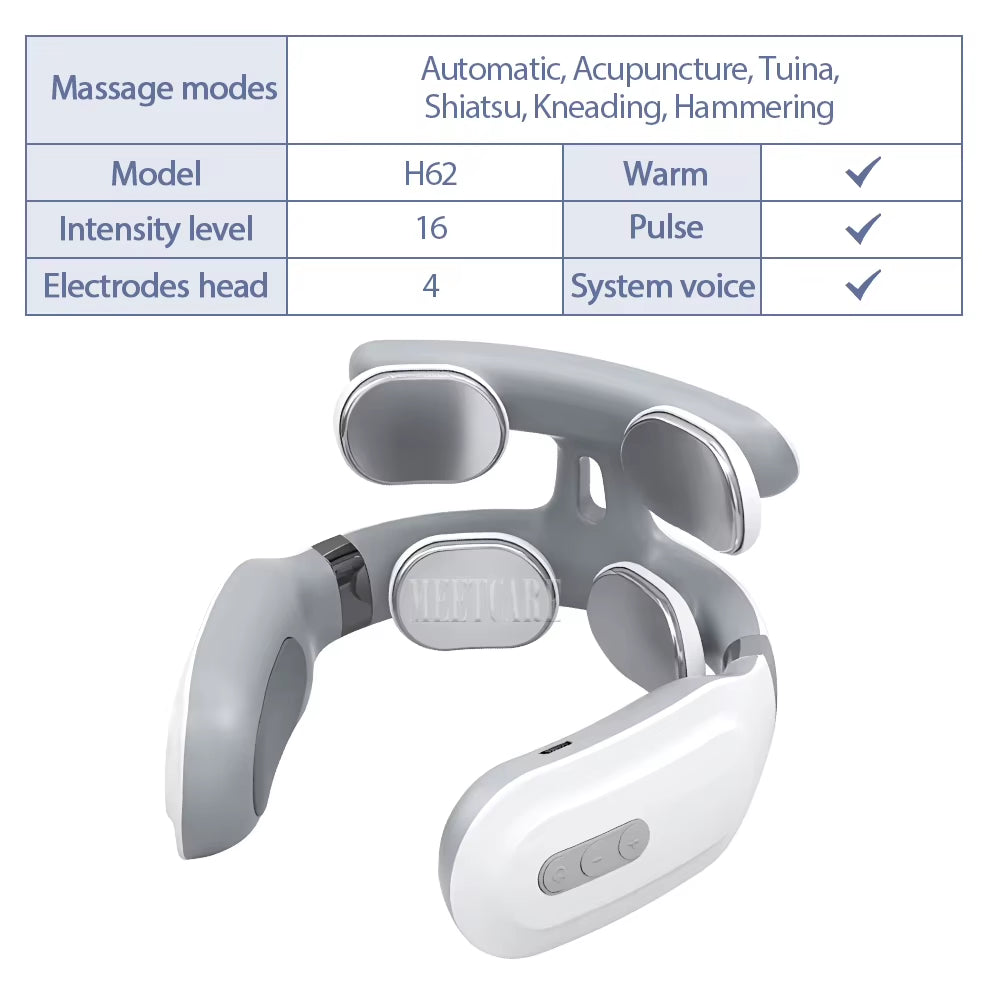 TENS Pulse Massager – Wireless, smart shoulder and neck massager with heating for pain relief.