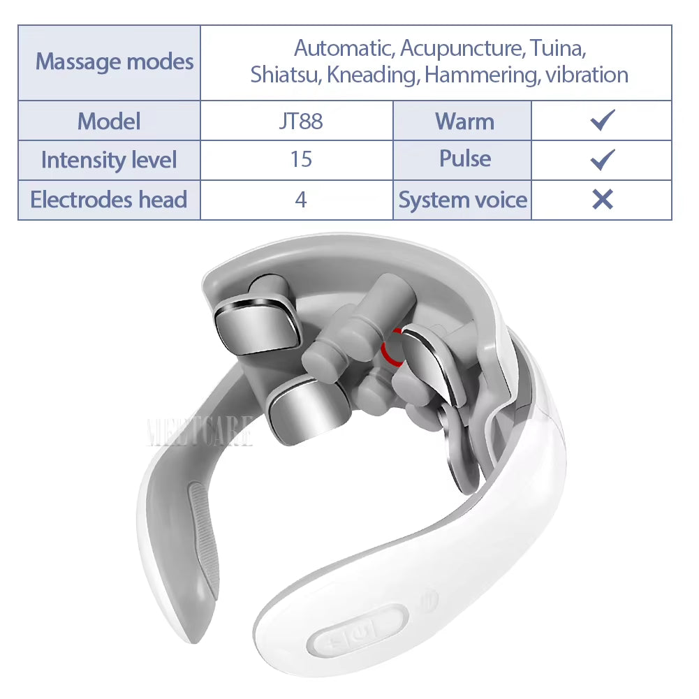 TENS Pulse Massager – Wireless, smart shoulder and neck massager with heating for pain relief.