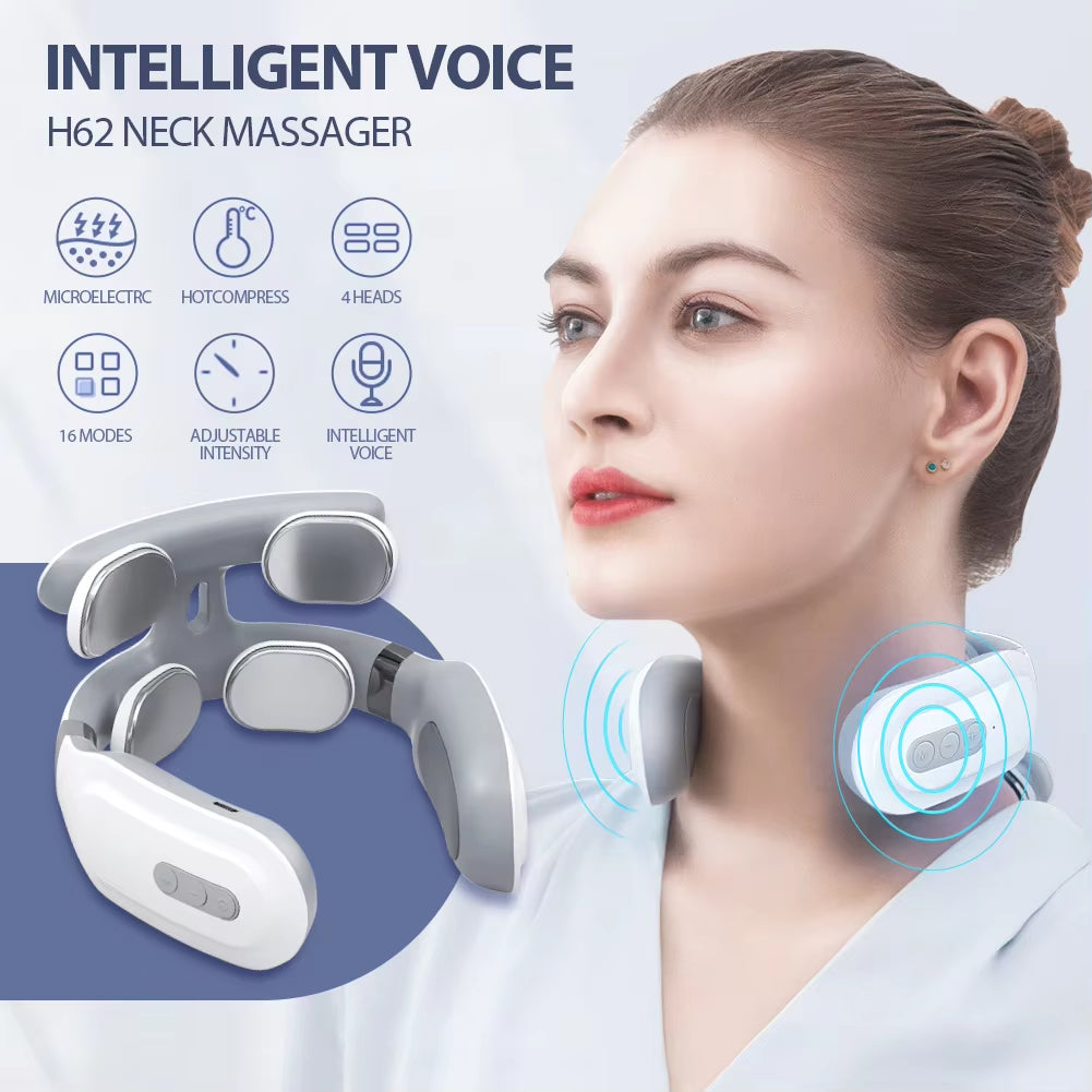 TENS Pulse Massager – Wireless, smart shoulder and neck massager with heating for pain relief.