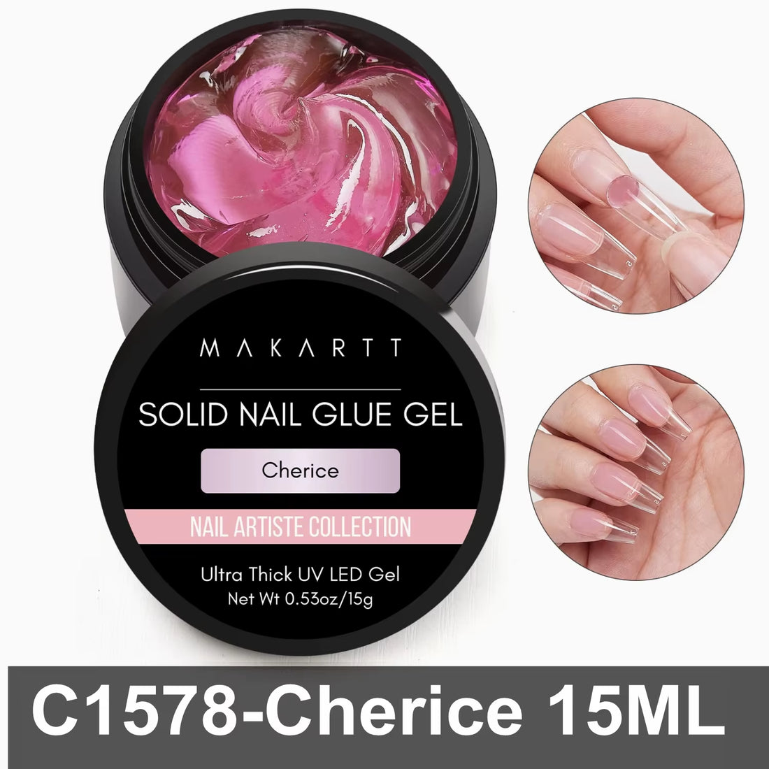 Solid Nail Gel for Acrylic Nail Tips Glue Gel Curing Needed UV Cured for Press on Nails Fake Nails Solid Nail Adhesive