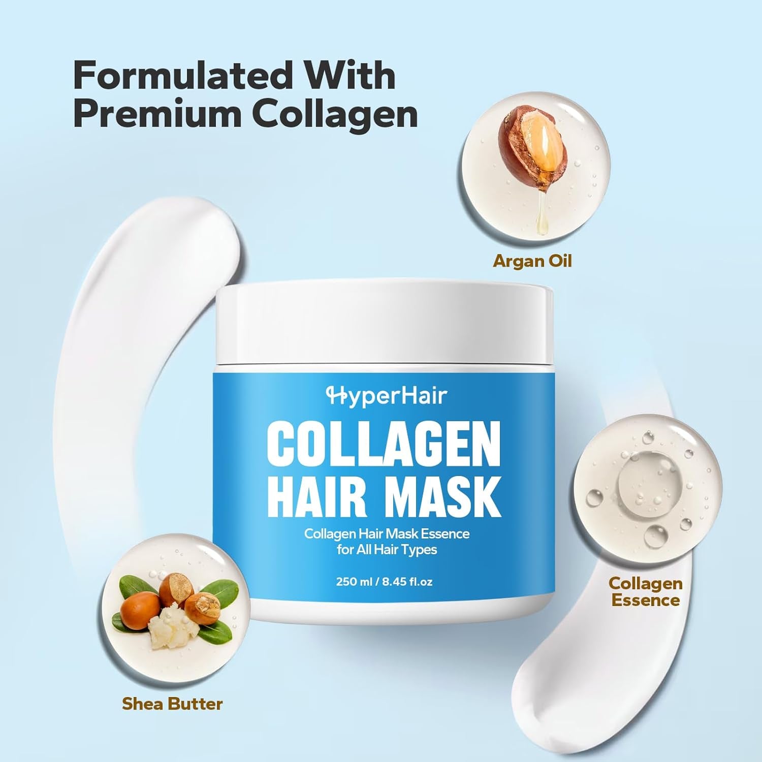 Collagen Hair Mask (250ml) – Deep repair with argan oil. For dry, damaged hair.